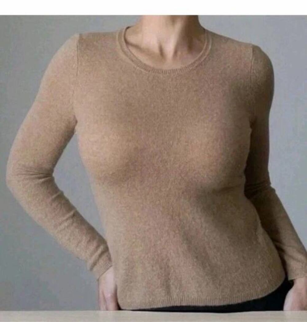 Charter Club Luxury 100% Cashmere Knit Tan Classic Pullover Sweater Top! Size M